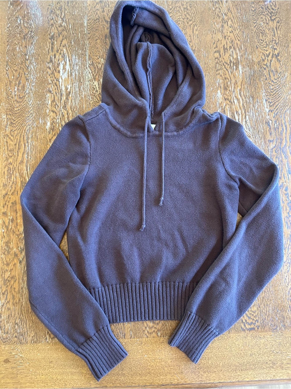 LA Hearts Cropped Hoodie in Brown